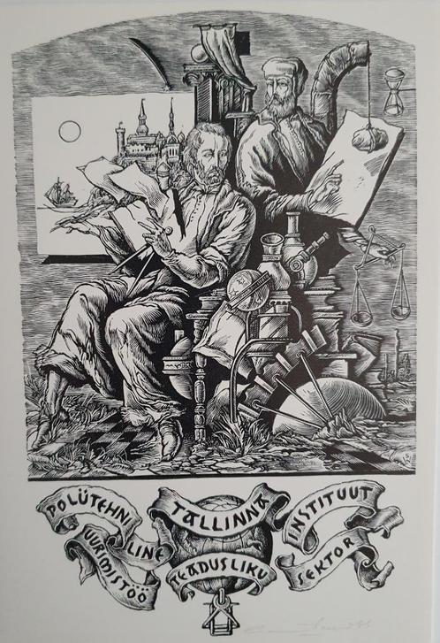Exlibris /gel.graf. W. Stanishevsky, kunstenaar, weegschaal, Antiek en Kunst, Kunst | Etsen en Gravures, Verzenden