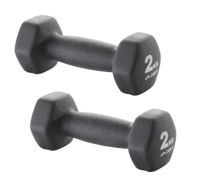 Dumbbells 2 stuks van 2 kg, Sport en Fitness, Fitnessmaterialen, Nieuw, Dumbbell, Armen, Borst, Buik, Verzenden