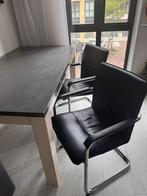 Massief Houten Eettafel + 2 Stoelen, Huis en Inrichting, Tafels | Eettafels, Ophalen, Gebruikt, 50 tot 100 cm, 150 tot 200 cm