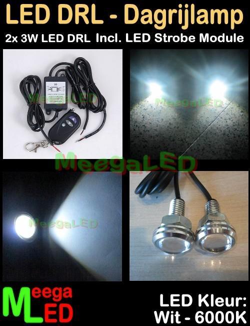 LED Auto Strobe set Wit 2x 3W Zilver RF afstandbediening, Auto diversen, Tuning en Styling, Ophalen of Verzenden
