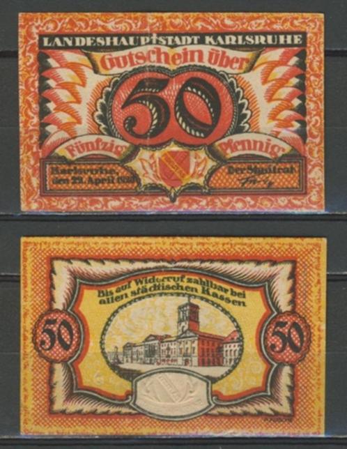 Karlsruhe 50 Pfg 1920 Noodgeld Notgeld Biljet c-268 jdu, Postzegels en Munten, Bankbiljetten | Europa | Niet-Eurobiljetten, Los biljet