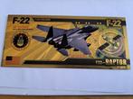 GOUDFOLIE BILJET - AMERIKA -VLIEGTUIG F22- RAPTOR, Verzenden, Noord-Amerika, Los biljet