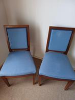 Eetkamerstoelen,  hout en stof, Huis en Inrichting, Stoelen, Ophalen, Hout, Twee, Blauw