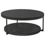 Ronde Salontafel Zwart Glas & Marmer, Huis en Inrichting, Tafels | Salontafels, Ophalen, Gebruikt, Rond, 50 tot 100 cm