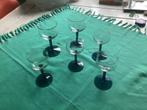 Vintage glazen op blauwe voet, Ophalen of Verzenden