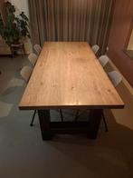 Eiken tafelblad met stalen poten, Huis en Inrichting, Tafels | Eettafels, Ophalen, Gebruikt, 100 tot 150 cm, 200 cm of meer