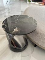 Marmeren bijzettafel rond zwart en geborsteld afwerking, Overige materialen, Minder dan 55 cm, Nieuw, Ophalen