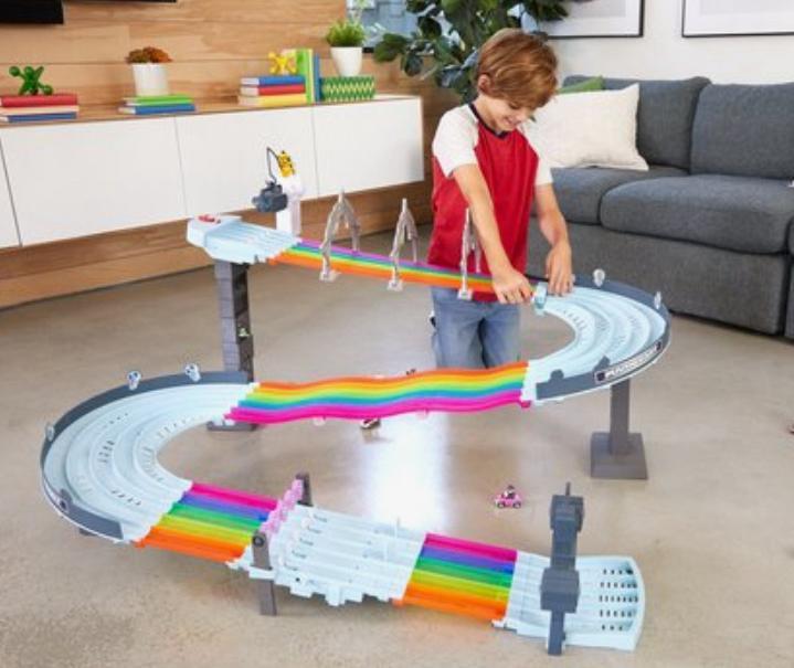 Hot Wheels Mario Kart Regenboog Racebaan, Kinderen en Baby's, Speelgoed | Racebanen, Zo goed als nieuw, Racebaan, Handmatig, Hot Wheels
