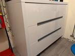 Laden kast (commode) hoogglans wit, Huis en Inrichting, Kasten | Dressoirs, Ophalen, 100 tot 150 cm, Zo goed als nieuw, Met lade(s)