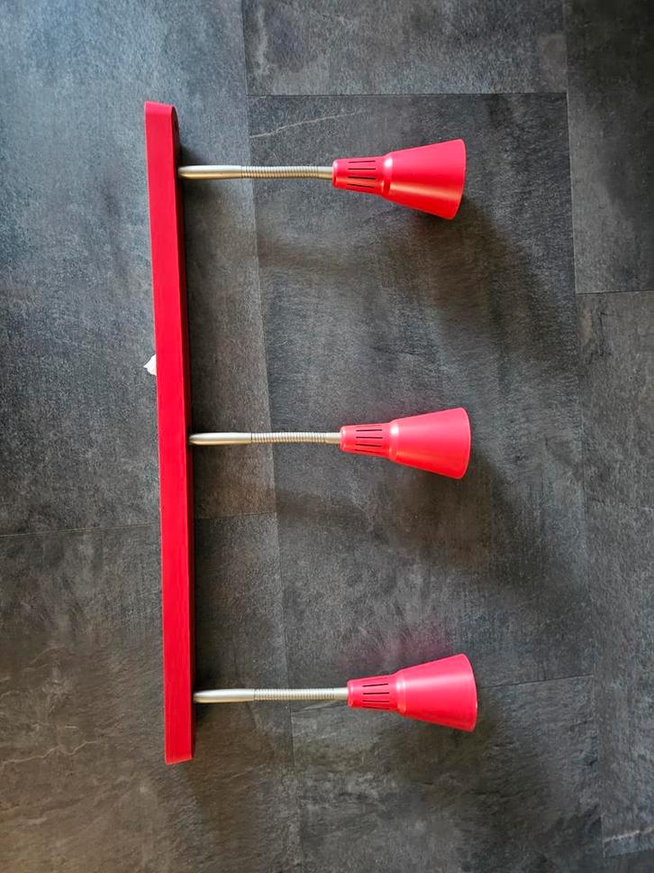 Vintage Rode IKEA Kvart Spotrail - Jaren 80/90, Huis en Inrichting, Lampen | Wandlampen, Gebruikt, Kunststof, Metaal, Ophalen of Verzenden
