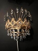 Set van 2 vintage messing kristal wandlampjes, Huis en Inrichting, Lampen | Wandlampen, Ophalen of Verzenden, Zo goed als nieuw