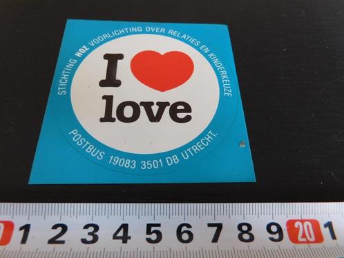 sticker I love love - stichting HOZ utrecht, Verzamelen, Stickers, Zo goed als nieuw, Bedrijf of Vereniging, Ophalen