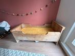 Steigerhout peuterbed+ toebehoren., Ophalen of Verzenden, Gebruikt, 70 tot 85 cm, Matras