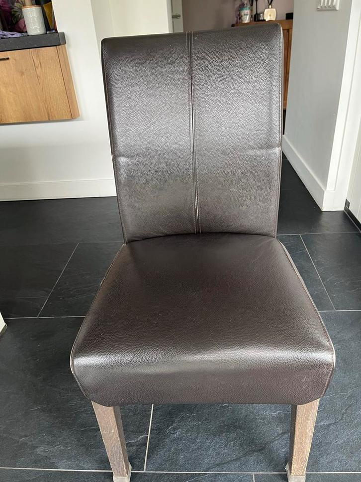 6 Stoelen leer (piet klerx), Huis en Inrichting, Stoelen, Zo goed als nieuw, Vijf, Zes of meer stoelen, Leer, Zwart, Ophalen