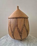 Vintage handgevlochten Afrikaanse mand opbergmand deksel, Huis en Inrichting, Woonaccessoires | Schalen en Manden, Mand, Rond