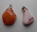 2 Edelstenen Amber/Mookaiet Jasper hangers, nieuw!, Ophalen of Verzenden, Nieuw, Steen of Mineraal, Overige voorstellingen