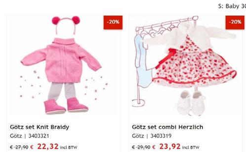 Sets Götz Goetz Gotz kleding Little Kidz met korting., Kinderen en Baby's, Speelgoed | Poppen, Nieuw, Overige typen, Ophalen of Verzenden