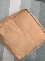Poef leer 66x66x30 cm, Ophalen, Stoer, Leer, Zo goed als nieuw