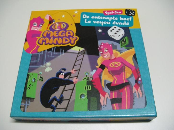 Mega Mindy 'de ontsnapte boef'spel, Hobby en Vrije tijd, Gezelschapsspellen | Bordspellen, Zo goed als nieuw, Een of twee spelers