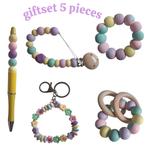 5 delige kraamcadeau geschenkset pastelkleuren, Verzenden, Nieuw, Kraamcadeau