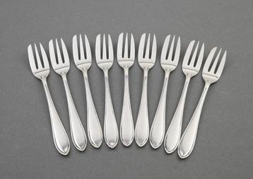 9x zilver taartvorkjes puntfilet, Zilverfabriek Voorschoten beschikbaar voor biedingen