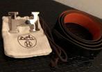 100% Originele • HERMÈS • H Buckle • Oranje/Zwarte riem - 95, Ophalen of Verzenden, Zwart, 90 tot 100 cm