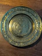 Antiek geelkoperen schotel tekst Tyd is geld, Antiek en Kunst, Ophalen of Verzenden