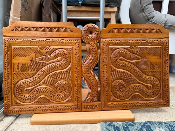 Antieke Houten Wandplaat met Snijwerk, Antiek en Kunst, Kunst | Beelden en Houtsnijwerken, Verzenden