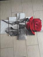 Mooie Schilderij met Rode Roos, 125 cm of meer, Ophalen of Verzenden, Zo goed als nieuw, Schilderij