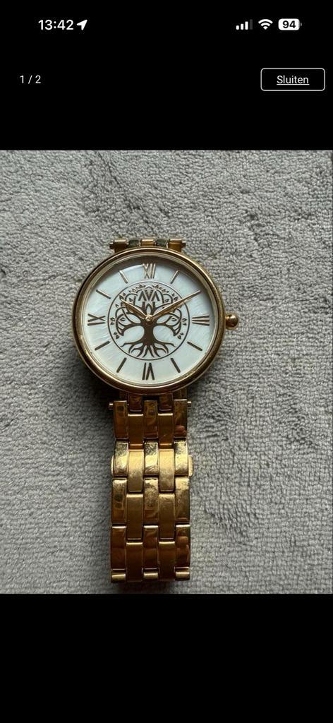 Ava Polshorloge - Gouden Kleur, Sieraden, Tassen en Uiterlijk, Horloges | Dames, Gebruikt, Polshorloge, Overige merken, Staal