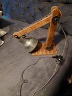 stoere houten lamp met zinkenkap, Ophalen of Verzenden, Minder dan 50 cm