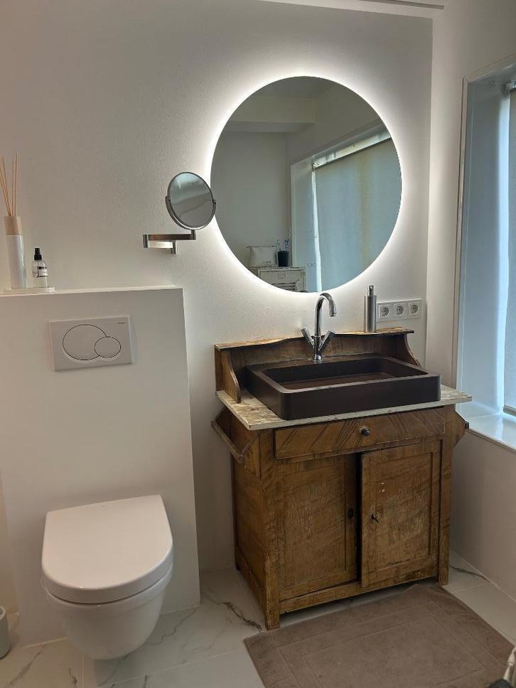 Brocante badkamermeubel incl. wastafel, Huis en Inrichting, Badkamer | Badkamermeubels, Gebruikt, Wastafelkast, Minder dan 100 cm