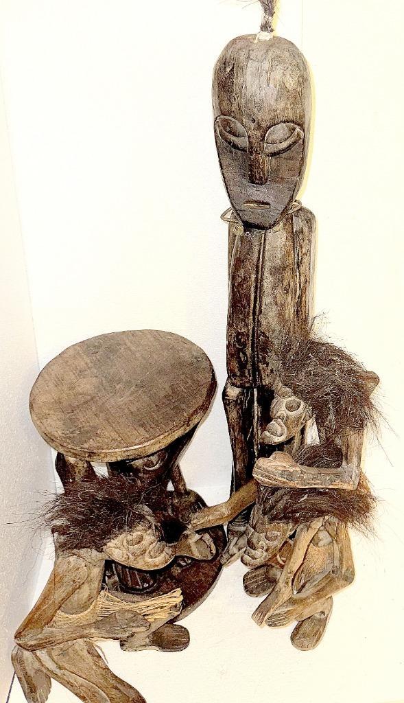 Vier grote houten beelden van Afrikaanse stamkunst, Antiek en Kunst, Kunst | Beelden en Houtsnijwerken, Ophalen of Verzenden