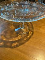 ‼️ zo mooi! Glazen tweedelige Taartschaal - Bloemenpatroon, Schaal, Rond, Ophalen of Verzenden, Glas