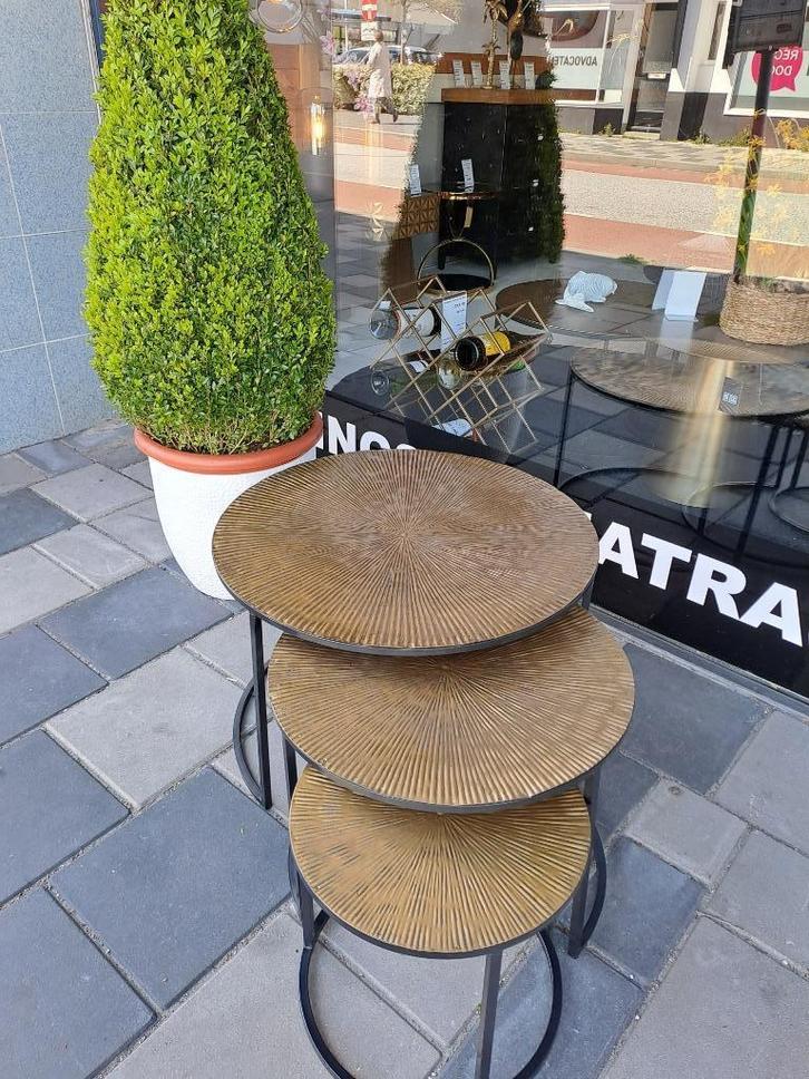 3delige Salontafel set GOUD Van €249.- voor €149.-, Huis en Inrichting, Tafels | Salontafels, Nieuw, Minder dan 50 cm, 50 tot 100 cm