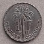 Belgisch Congo, 1 frank 1928 (Vlaams), Ophalen of Verzenden, Overige landen, Losse munt