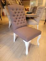 *OPRUIMING* 6 Landelijke Eetkamerstoelen Victor Sand Taupe 6, Huis en Inrichting, Stoelen, Overige kleuren, Landelijke eetkamerstoelen knoopjes queen ann taupe sand