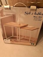 Bijzettafel visgraat herringbone wit industriële stijl, 45 tot 60 cm, Minder dan 55 cm, Rond, Nieuw