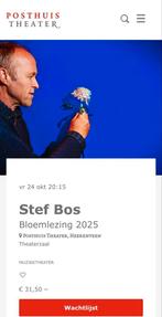 Stef Bos bloemlezing Heerenveen 24 Okt, Tickets en Kaartjes, Twee personen, Oktober