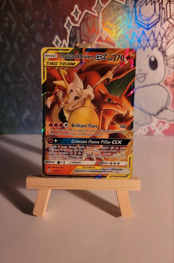 Charizard & Braixen GX #22/236 Pokémon Cosmic Eclipse, Hobby en Vrije tijd, Verzamelkaartspellen | Pokémon, Nieuw, Losse kaart
