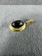 Gouden Hanger | 14k | 2,57g | zwarte chalcedoon | 392421, Sieraden, Tassen en Uiterlijk, Kettinghangers, Gebruikt, Overige voorstellingen