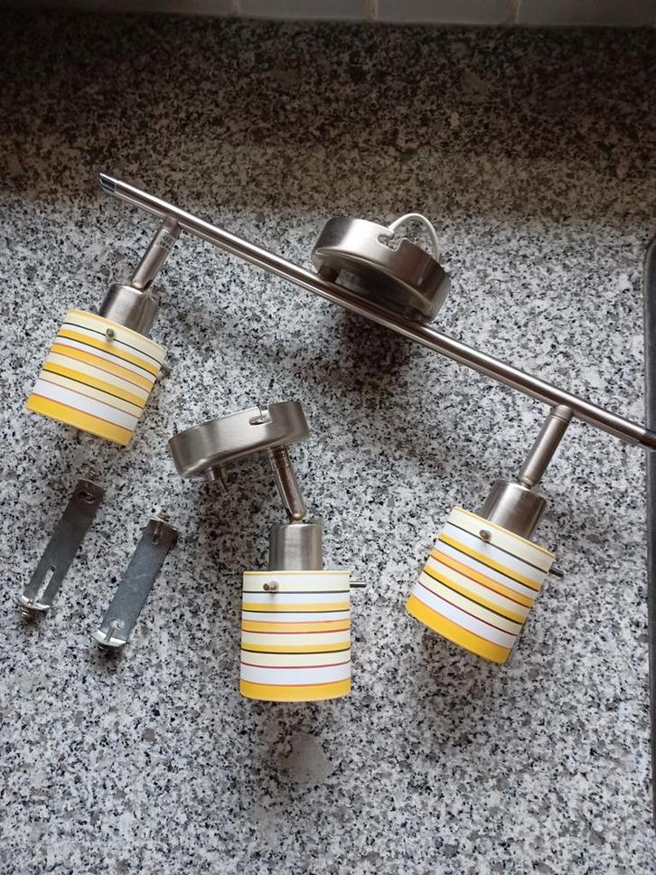 Vintage spotjes, Huis en Inrichting, Lampen | Vloerlampen, Gebruikt, Minder dan 100 cm, Glas, Metaal, Ophalen of Verzenden