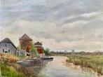 Klassiek Schilderij | Boerderij aan sloot, Ophalen of Verzenden