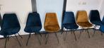 6 kuipstoelen,  velours. 2 okergeel en 4 donkerblauw, Ophalen, Zo goed als nieuw