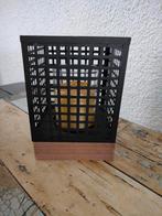 Senza moods lantaarn zwart metaal hout hxbxd 18x12,5x12,5 cm, Huis en Inrichting, Zwart, Nieuw, Ophalen of Verzenden, Metaal