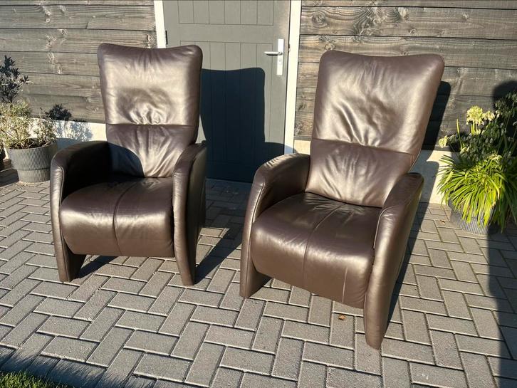 Donkerbruin leren relaxfauteuil himolla, Huis en Inrichting, Fauteuils, Zo goed als nieuw, Leer, 50 tot 75 cm, 75 tot 100 cm, Ophalen