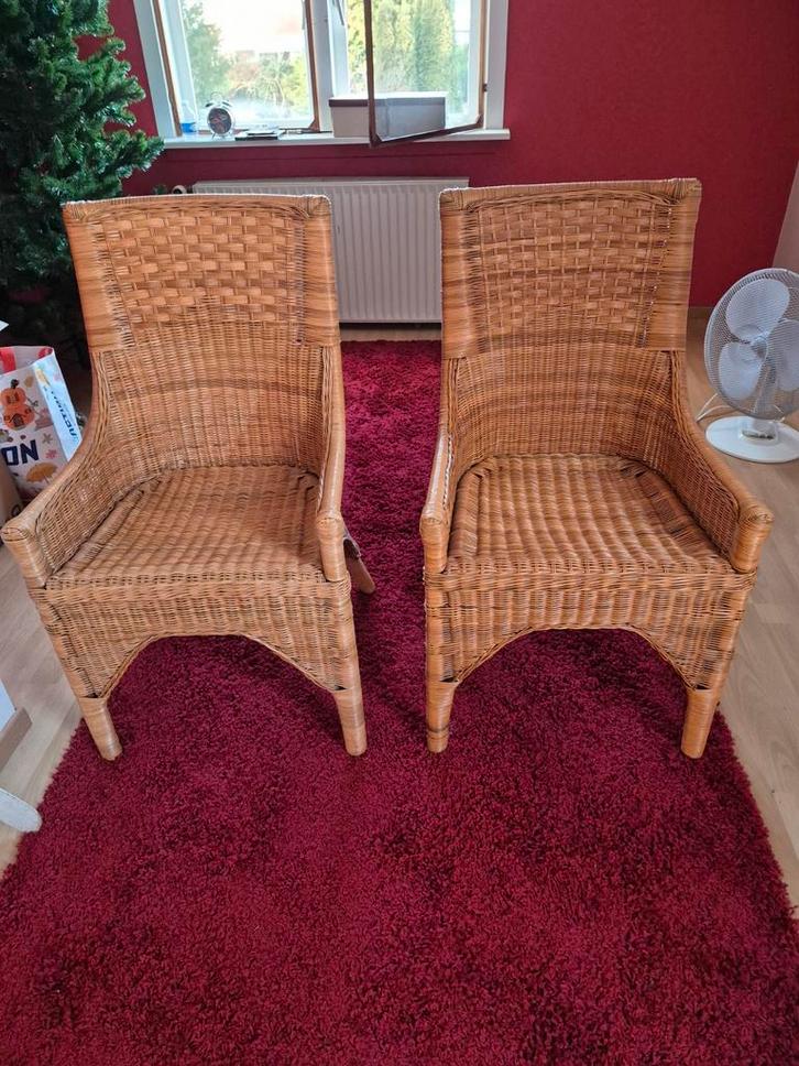 Rotan Stoelen - Set van 2, Huis en Inrichting, Stoelen, Gebruikt, Twee, Riet of Rotan, Bruin, Ophalen