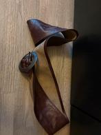 Brede bruine riem voor jurk of broekpak, Echt leder, 90 tot 100 cm, Tailleriem, Ophalen of Verzenden