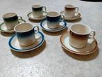 6 WALKURE kop +schotel vintage/zgan/blauw/groen/bruin/koffie, Ophalen of Verzenden, Zo goed als nieuw, Overige stijlen, Kop(pen) en/of Schotel(s)