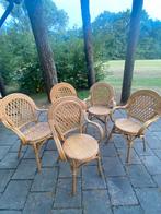 5 Rieten Stoelen met Kussens - Binnen/Buiten, Antiek en Kunst, Ophalen of Verzenden